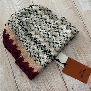 $265 Authentic MISSONI New Authentic Multicolored Peach Beige Burgundy Hat Sale
